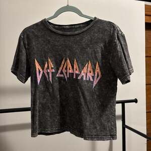 Vintage 80s Style Def Leppard Band Tee Shirt Size S Cropped Fit Rock Graphic